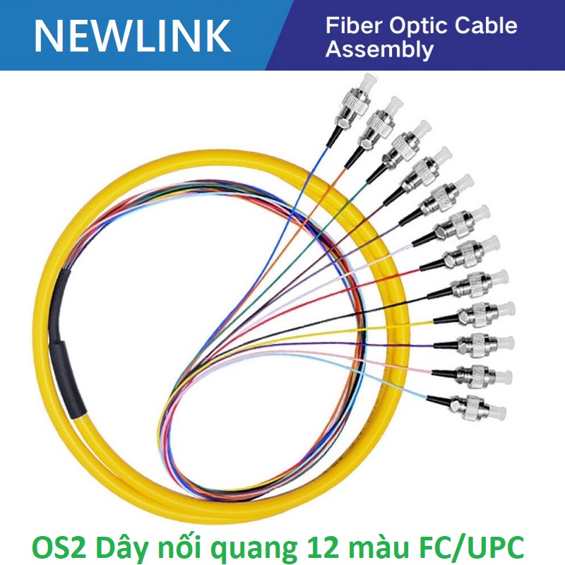 Dây nối quang 12 màu bó mềm FC/UPC Simplex 9/125 Single-mode Newlink